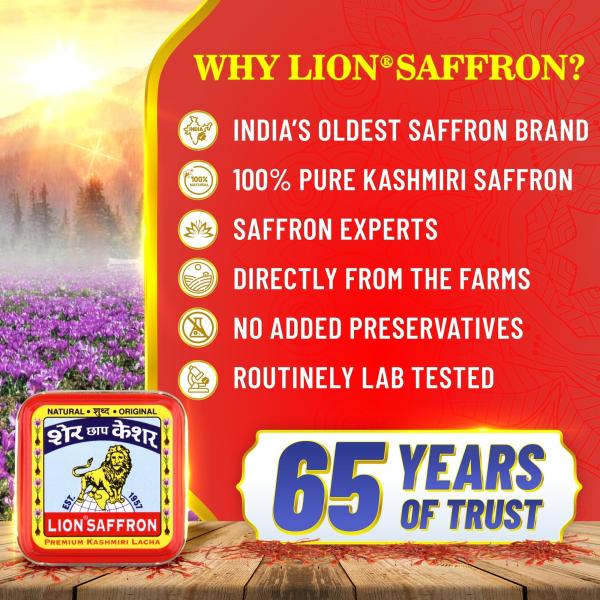 LION SAFFRON Original Kashmir Lacha Saffron/Kesar/Keshar for Biryani