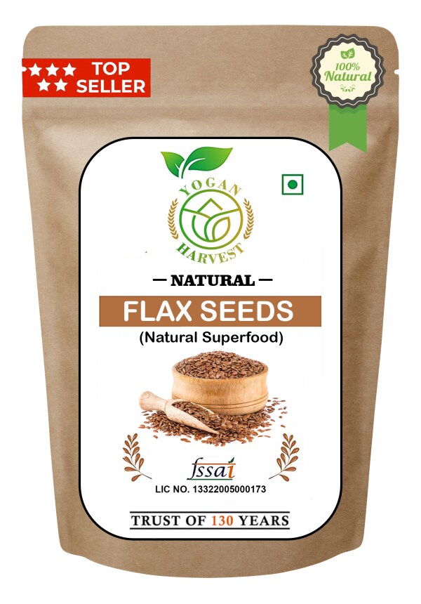 Yogan Harvest Flax Seeds 500 g Fibre Rich Flax Seeds for Hair Growth