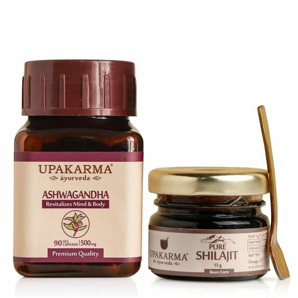 UPAKARMA Ayurveda Combo Pack of Pure Shilajit Resin 15g and Ashwagandha