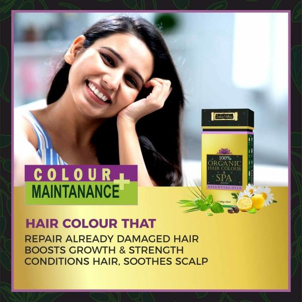 INDUS VALLEY 100% Organic Hair Colour & Spa With Essential Oils -dark brown  (Net Quantity: 100g + 10ml) - JioMart
