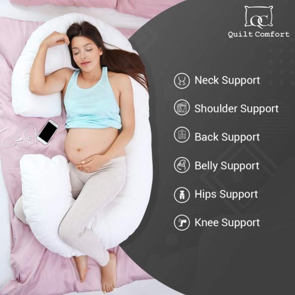 QC Quilt Comfort Fostering Sleep Grey Microfiber C Shape Pregnancy