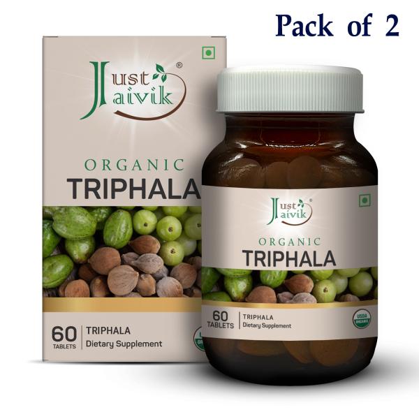 Just Jaivik Organic Triphala Tablets 600mg 60 Tablets (Pack of 2) JioMart