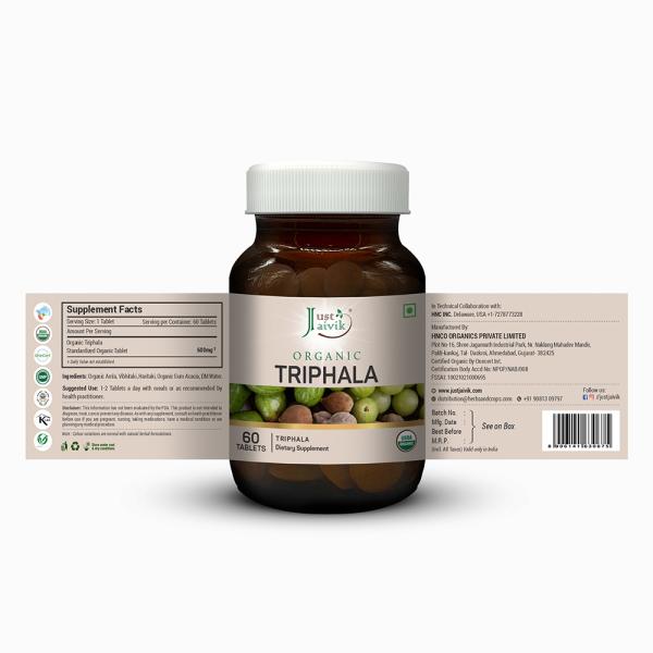 Just Jaivik Organic Triphala Tablets 600mg 60 Tablets JioMart