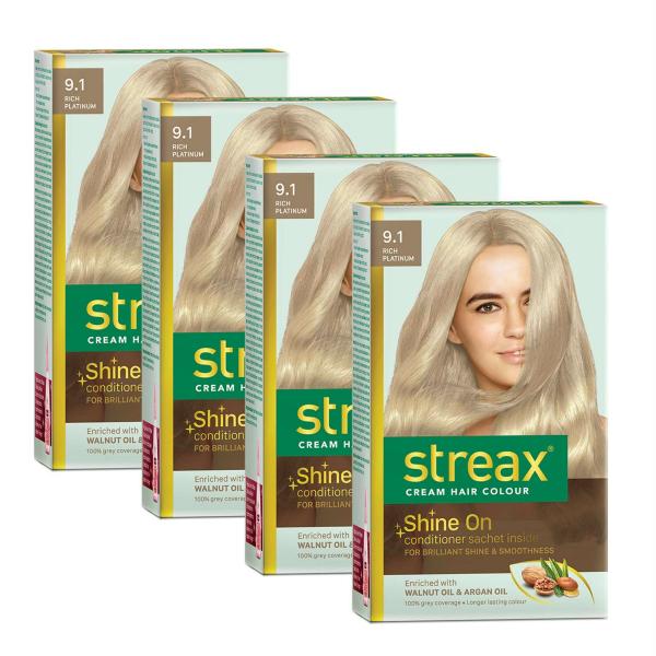 Streax Rich Platinum Hair Color For Men And Women, 60 Ml (Pack Of 4) -  JioMart