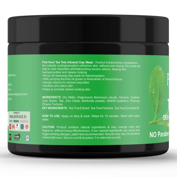 Pink Root Men and Women Tea Tree Skin Clearing Clay Mask Cool and