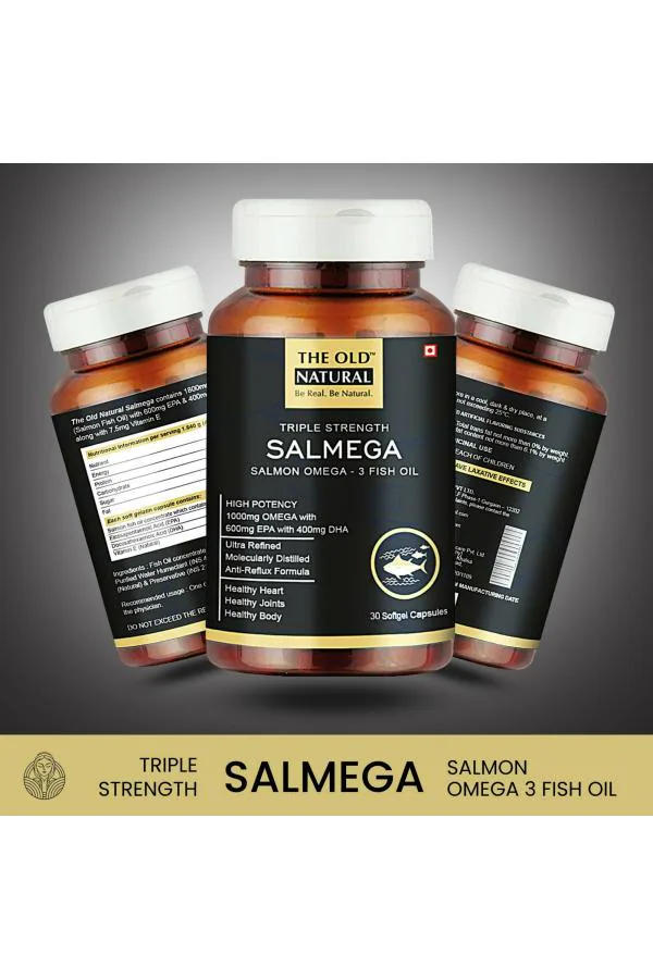 The Old Natural Salmega Triple Strength Salmon Omega 3 Capsules 1800mg