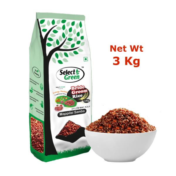 Select Green Mappillai Samba Rice 3Kg Red Rice Bridegroom Rice