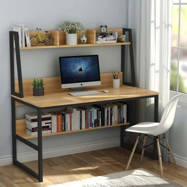 Kawachi Computer Desk Writing Study Table with Storage Shelf Space