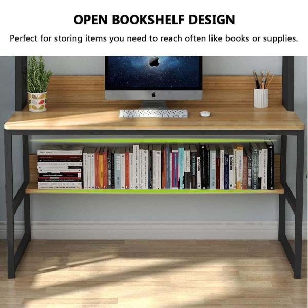 Kawachi Computer Desk Writing Study Table with Storage Shelf Space