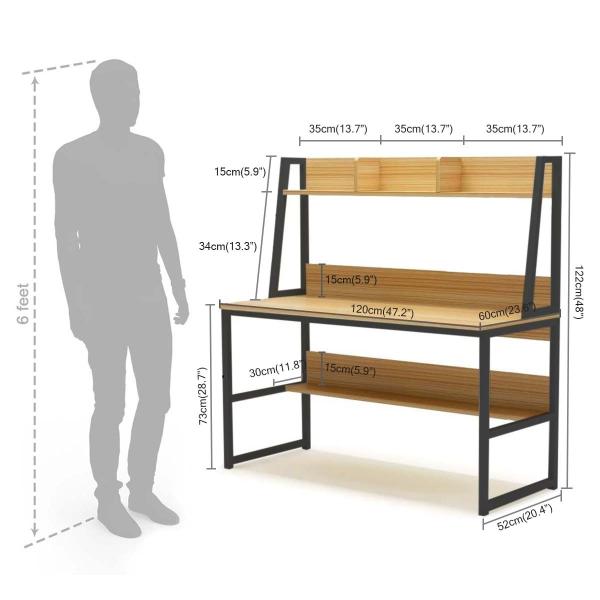 Kawachi Computer Desk Writing Study Table with Storage Shelf Space