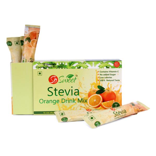 So Sweet stevia sugar free drink mix 12 Sachet (Orange) Pack of 5