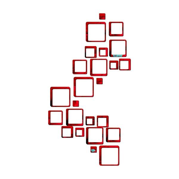 Look Decor Square Red 3D Acrylic Mirror Wall Sticker (Pack Of 24) JioMart