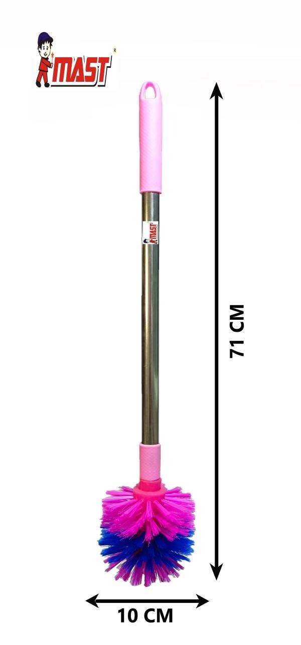 Mast Toilet Cleaning Brush Round with Extra Long Steel Handle (Color ...
