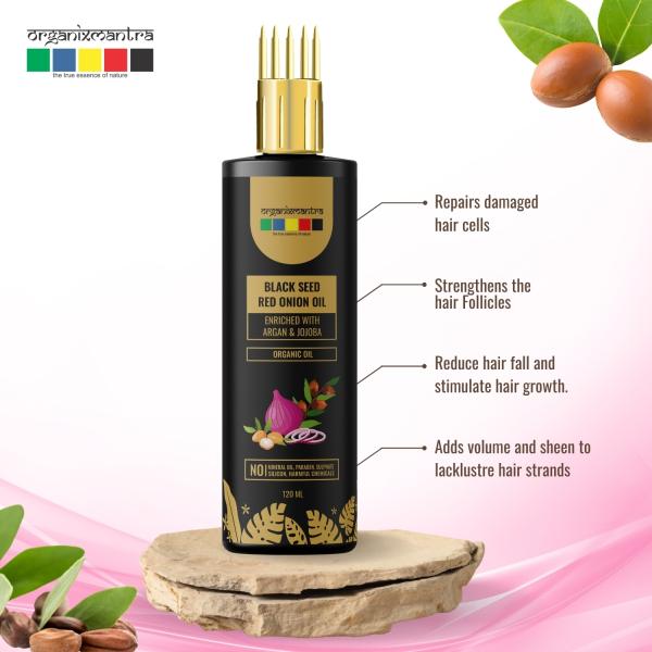 Organix Mantra Black Seed Red Onion Oil with Argan, Hibiscus, Curry Leaves,  Organic Hair Oil 120ML - JioMart