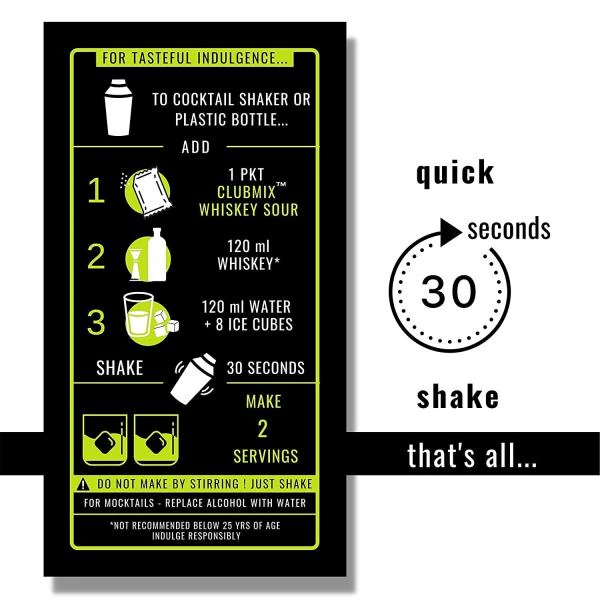 CLUBMIX COCKTAILS WHISKY SOUR COCKTAIL MIXTURE 10 PACKETS Each