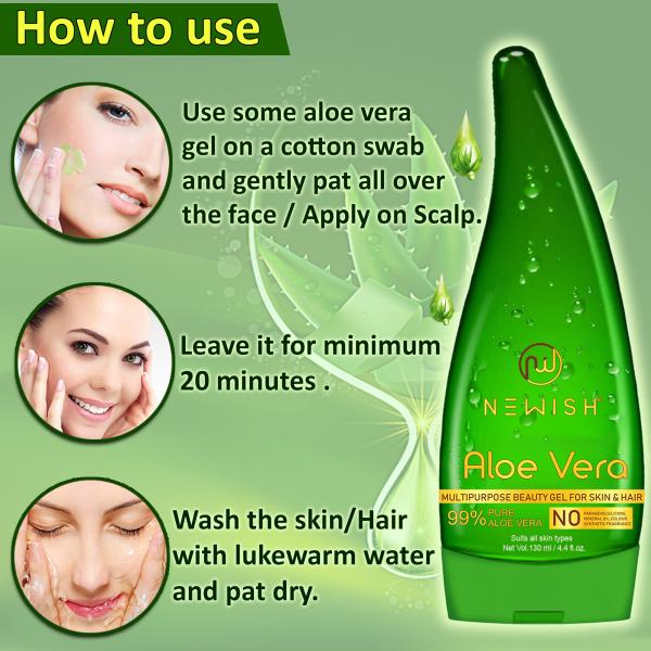 Newish Pure Aloe Vera Gel For Face Glow, Hair Growth & Skin Moisturizer For  Women & Men, 130 ml - JioMart
