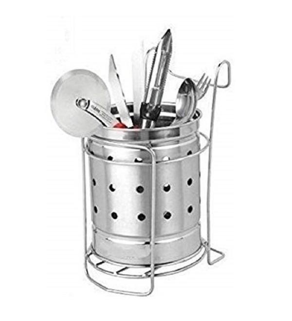 Stainless Steel Cutlery Holder With Stand and , MultiColour (pack of 1
