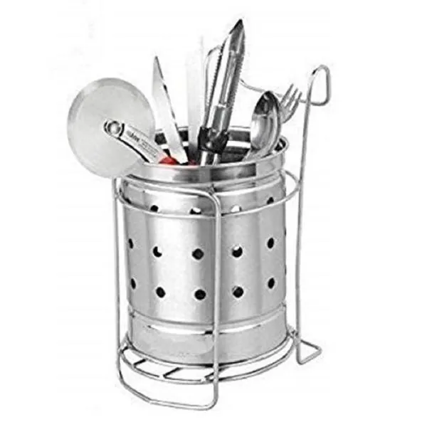 Stainless Steel Cutlery Holder With Stand and , MultiColour (pack of 1