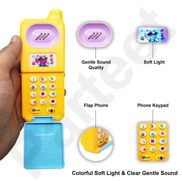 Parteet Unicorn Musical Toy Phone with Music & Light for Kids (1Pc