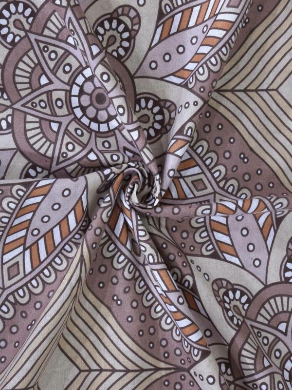 Bombay Dyeing 100 TC Cotton King Size Abstract Flat Bedsheet (Brown