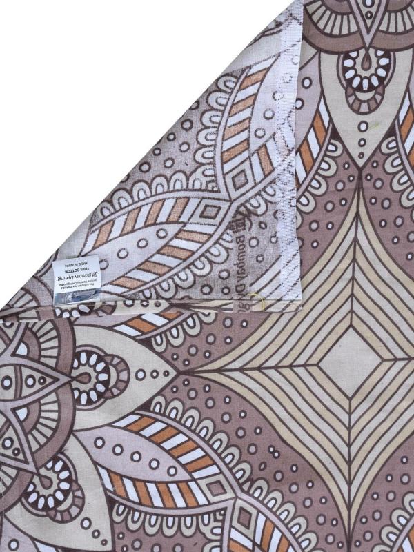 Bombay Dyeing 100 TC Cotton King Size Abstract Flat Bedsheet (Brown