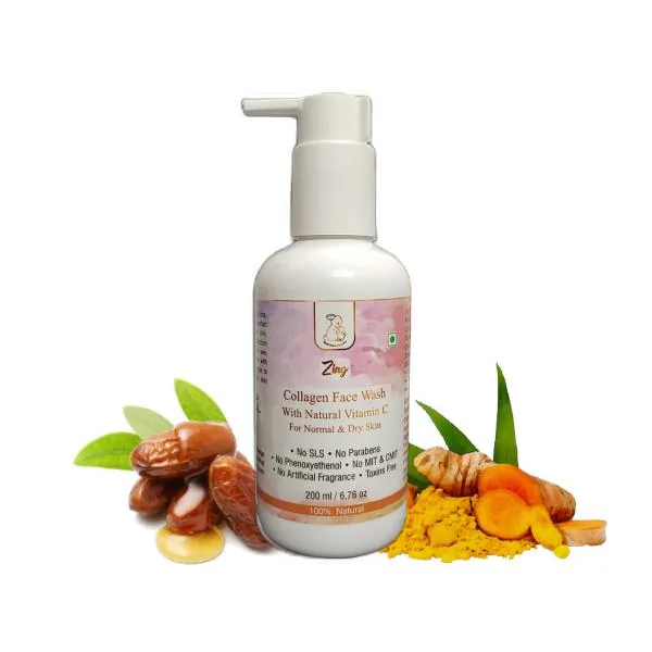 BBO Zing Collagen Face wash for Dry to Normal Skin Men, Women, Kids Natural and Vegan With