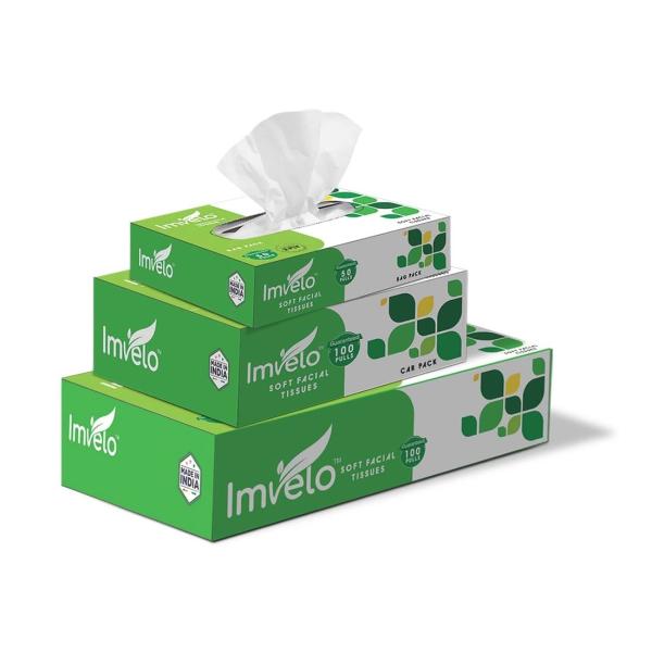 Imvelo Facial Tissue Combo 1 Reguler Pack + 1Car Pack + 1 Bag Pack