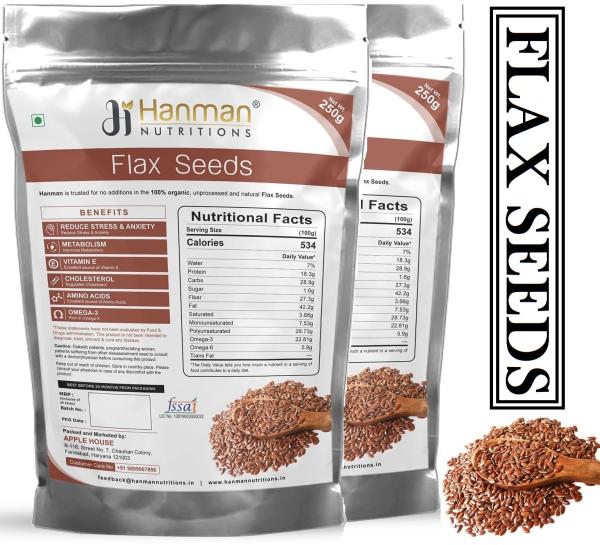 Hanman Nutritions Flax Seeds Weight Loss with Fiber Omega 3 Flax Seeds for Hair  Growth 2 X 250G - JioMart