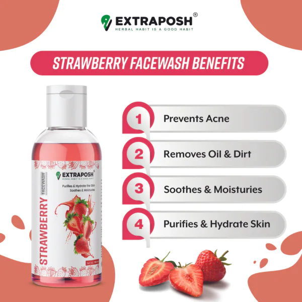 Extraposh Strawberry Face Wash Gentle & Moisturising And Deep