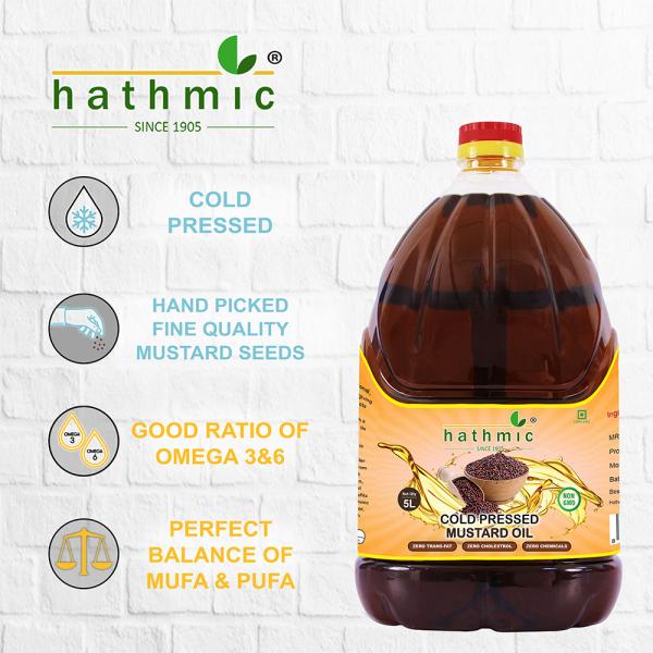 Hathmic Cold Pressed Mustard Oil, 5L JioMart