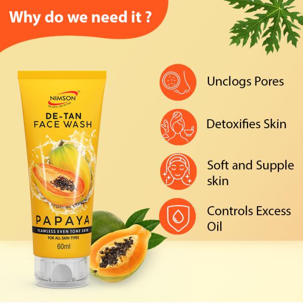 Nimson Papaya DTan Facewash For Tan Removal & Glowing Skin Perfect