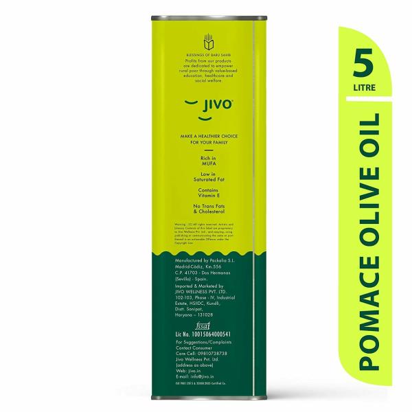 Jivo Pomace Cooking Olive Oil 5 Litre Tin Healthy Cooking Oil (Pack of