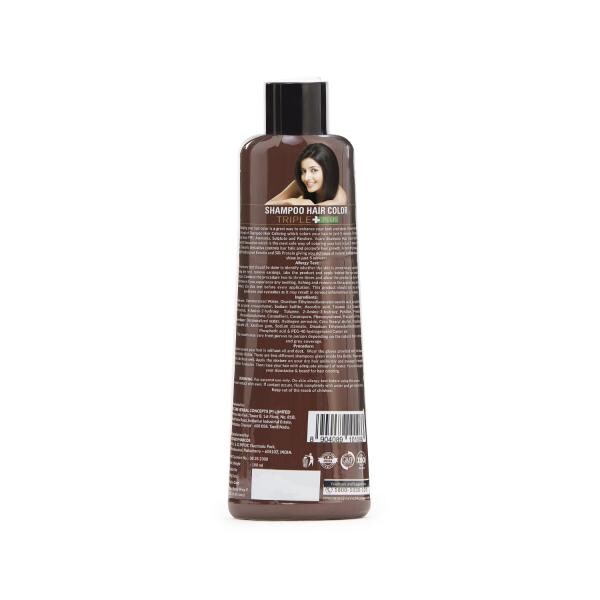 VCare Shampoo Hair Colour Shampoo, Dark Brown 180ml for Women and Men
