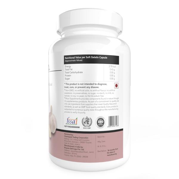 Briyosis Odorless Garlic capsules (60) Allicin Rich Pure Garlic Oil