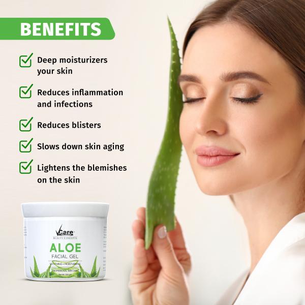 Vcare Herbal Pure Aloe Vera Gel for Face and Skin Care, Aloe Vera Gel