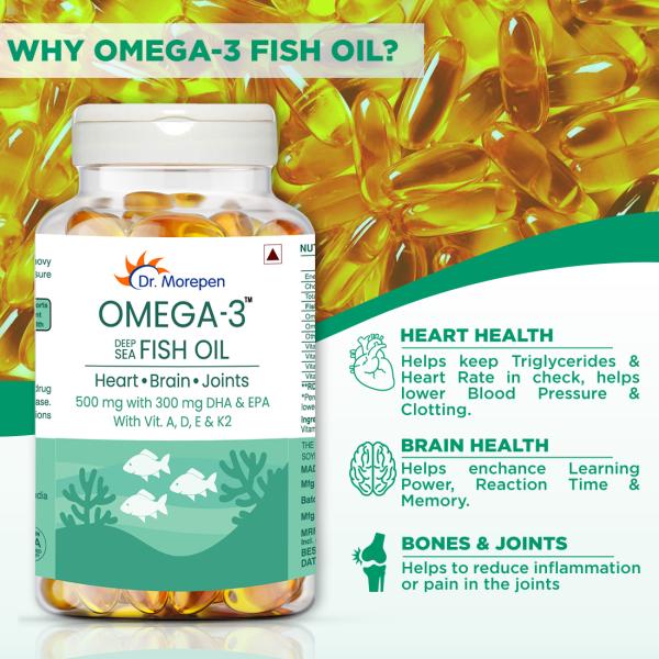 DR. MOREPEN Omega 3 Deep Sea Fish oil for Heart Brain & Joints, 500mg