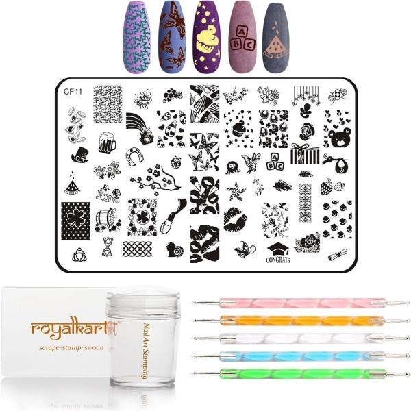 Royalkart Nail Art Stamping Kit Jumbo Image Plate With Soft Nail