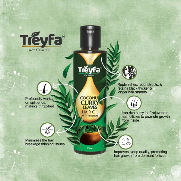 Treyfa Coconut Curry Leaves Hair Oil For Hair Strengthening, Hair Growth & Natural  Black Hair With Redensyl For Men & Women, 200Ml - JioMart