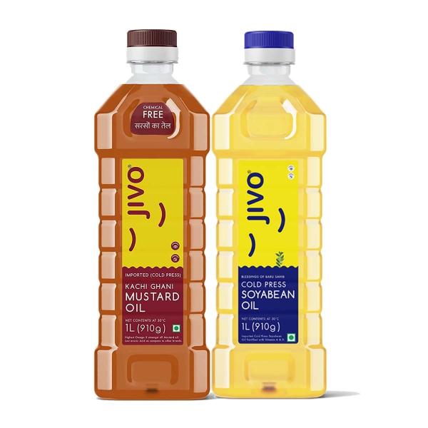 JIVO Cold Press Soyabean Oil 1L + 1L Mustard Oil JioMart