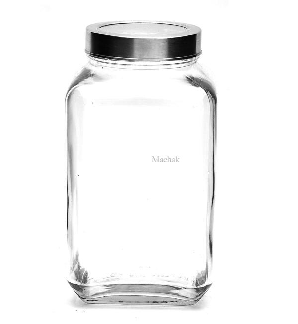 Machak Clear Glass Cubical Big Kitchen Container, 3000 Ml (Pack Of 1