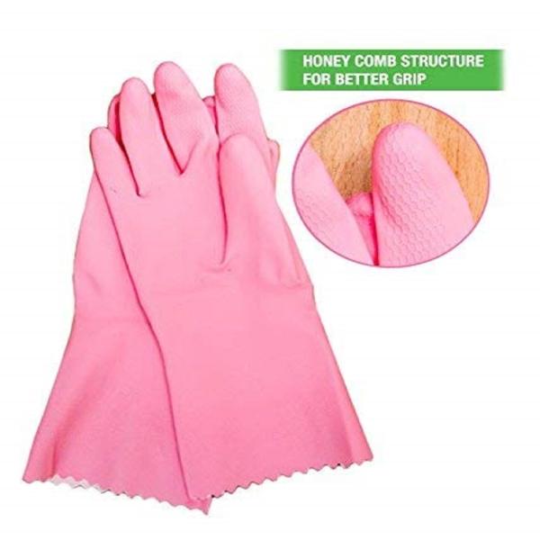 ScotchBrite Latex Kitchen Gloves (Medium, Pink) Pack of 5 Pairs