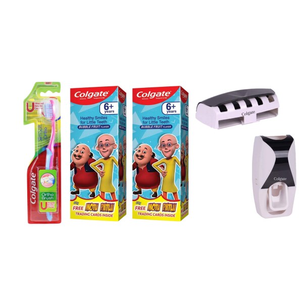 Colgate ortho Brush Slim soft Toothbrush+Colgate Kids Anticavity Motu