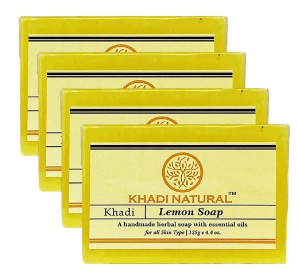 Khadi Natural Lemon Bathing Herbal Soap With Essential Oil Pack of 4
