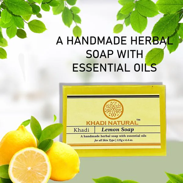 Khadi Natural Lemon Bathing Herbal Soap With Essential Oil Pack of 4