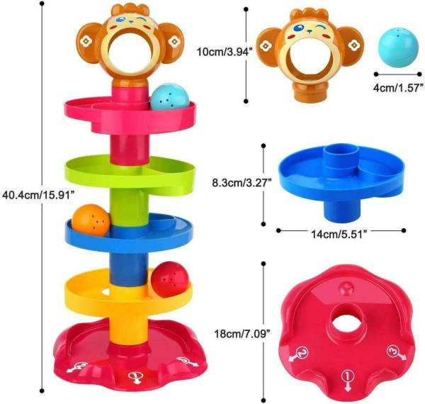 AMAFLIP Plastic Multicolor 5 Layer Drop and Go Ball Roll Swirling Tower