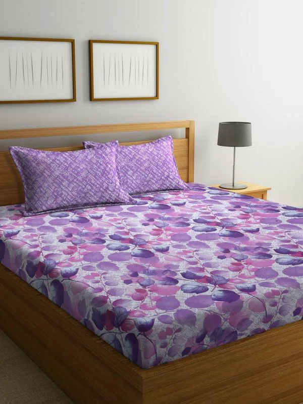 Bombay Dyeing Purple Cotton Double Bed Sheet With Pillow Cover JioMart