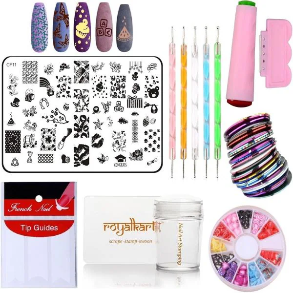Royalkart Nail Art Stamping Kit Jumbo Image Plate With DoubleSided