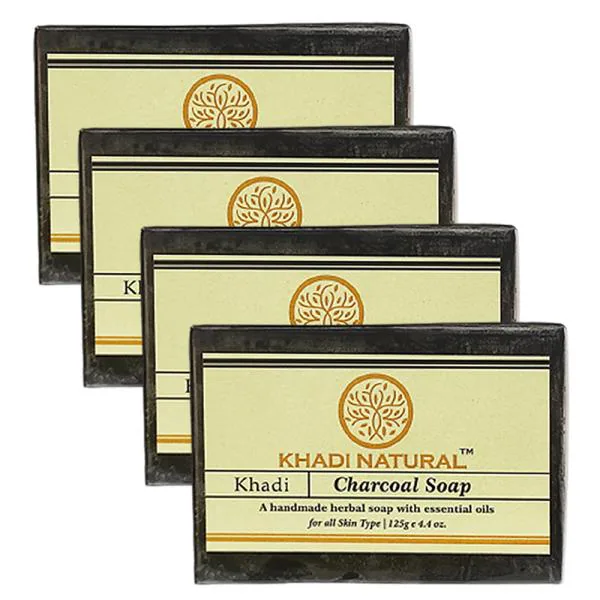 Khadi Natural Charcoal Bathing Herbal Soap With Essential Oil Pack of 4 JioMart