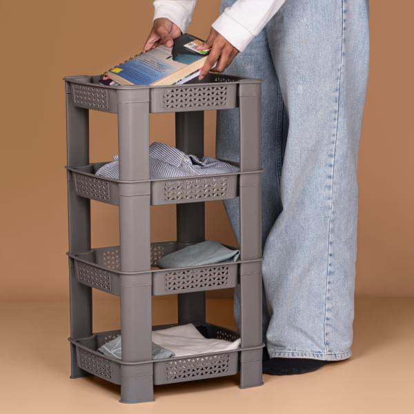 Selvel Ivora Multipurpose Storage Rack & Organizer Shelf Rack (Grey ...