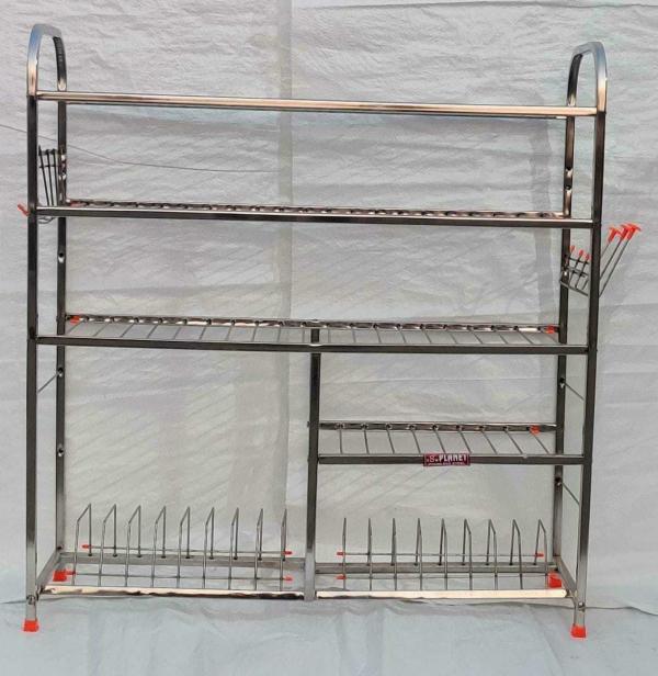 TSW Stainless Steel Round Pipe Stand Utensil Kitchen Rack,Silver JioMart